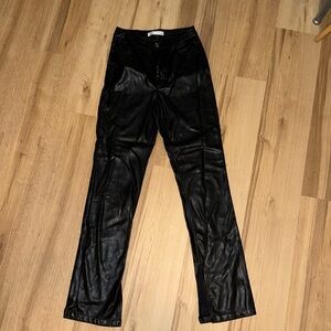 Zara Vegan Leather slit leg long pant!
